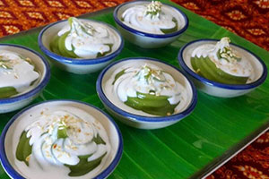 Pandanus Pudding in Coconut Cream Thai Dessert