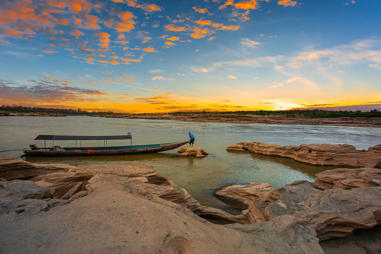 Kaeng Kabao Ubon Ratchathani Mekong rock rapids and low-water landscape