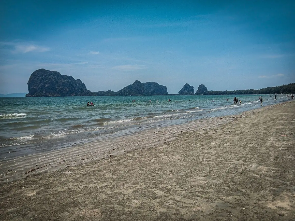 Pak Meng Beach in Trang, a sandy beach with views of limestone islands in the Andaman Sea