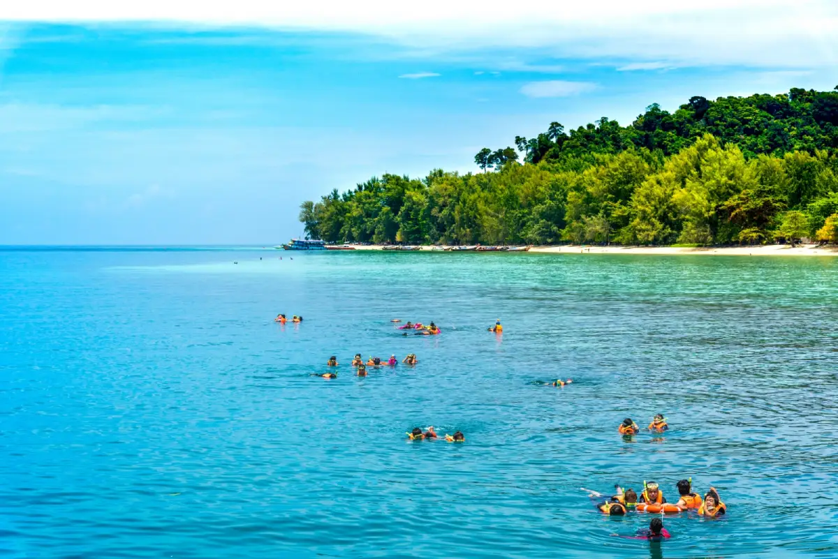 Koh Kradan in Trang, an island famous for white sandy beaches and clear Andaman Sea water