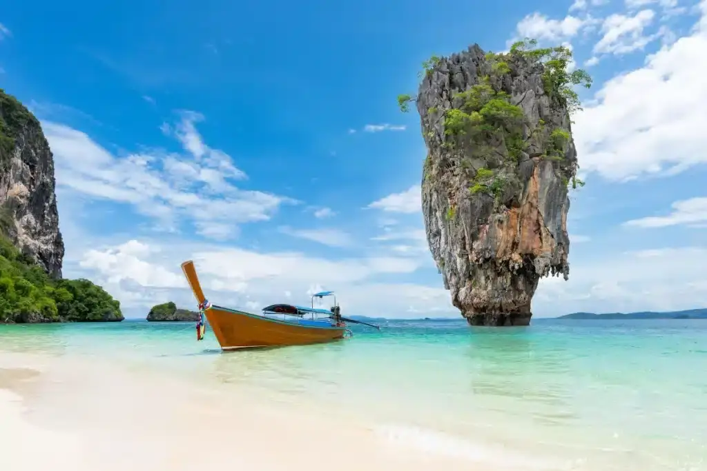 Khao Tapu and Khao Phing Kan in Phang Nga Bay, famous limestone landmarks in the Andaman Sea