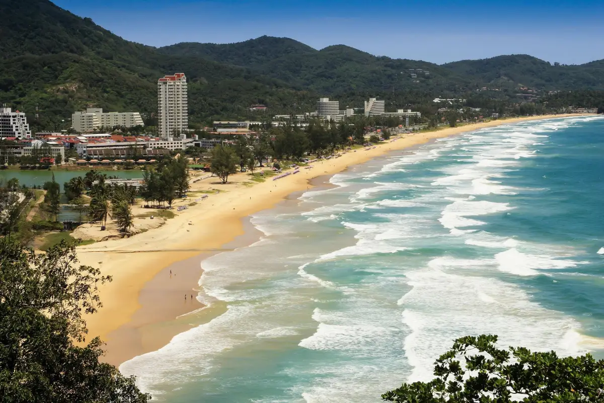 Karon Beach in Phuket, a long sandy beach overlooking the Andaman Sea