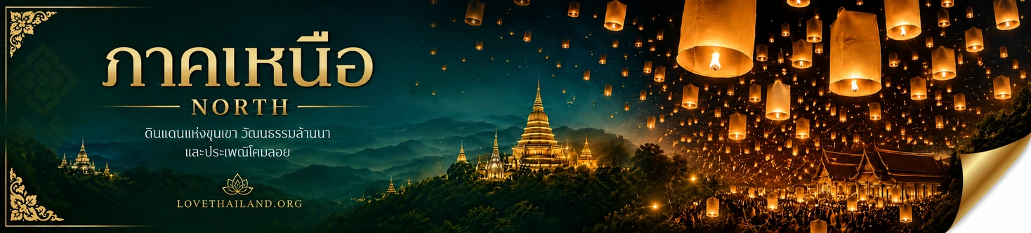 ภาคเหนือ : ภาคเหนือเป็นดินแดนที่ร่ำรวยด้วยภูมิประเทศงดงาม รายล้อมด้วยขุนเขาสลับซับซ้อนอันอุดมไปด้วยผืนป่า งดงามด้วยประเพณีวัฒนธรรม และอบอุ่นด้วยวิถีชีวิตเรียบง่ายเปี่ยมน้ำใจ
