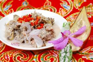 ยำหัวปลีโบราณ อาหารไทย สูตรอาหารภาคใต้
